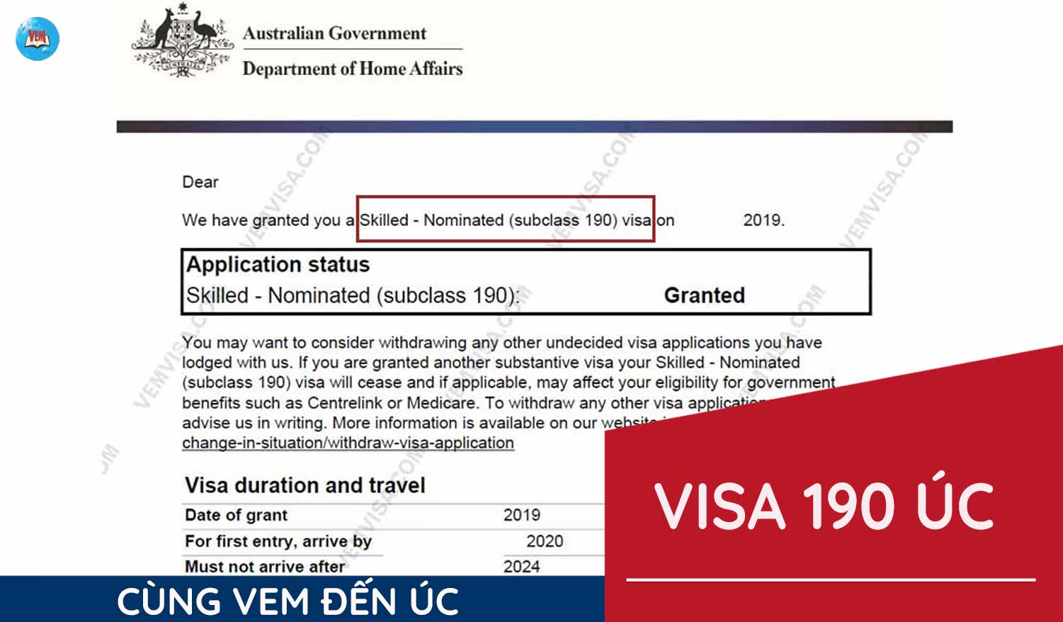 visa 190 uc dinh cu
