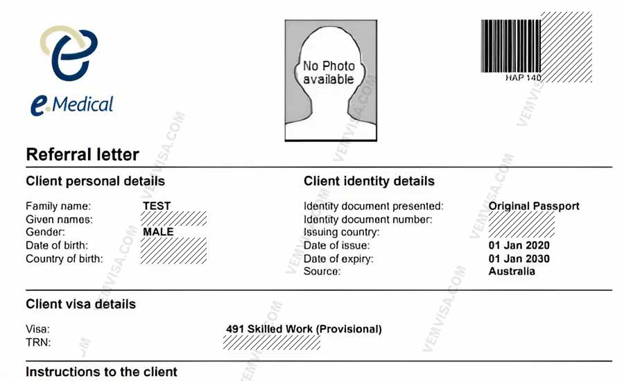Kết quả khám sức khỏe xin visa Úc