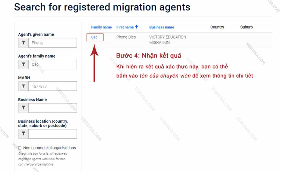 Xác minh giấy phép MARA bước 4 nhận kết quả