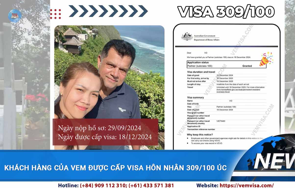 khách hàng của vem được cấp visa 309/100