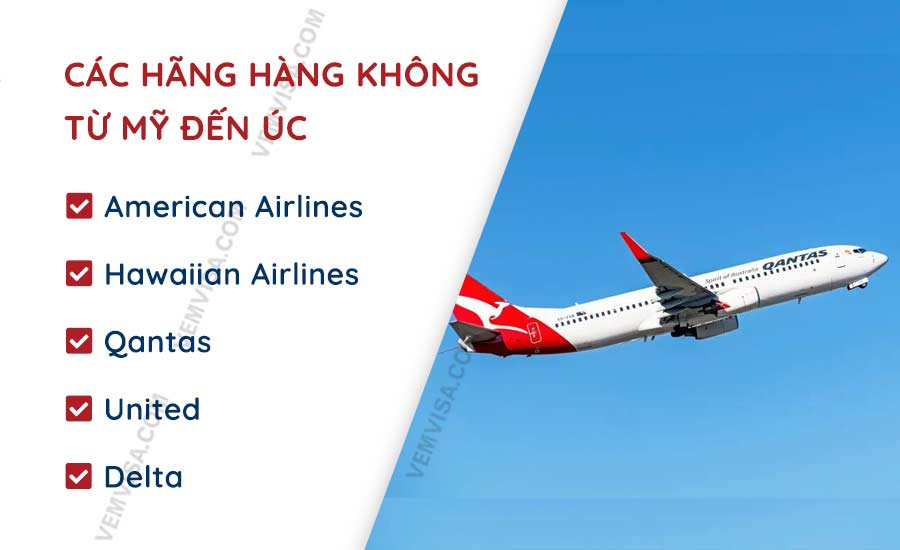 cac hang hang khong tu my den uc