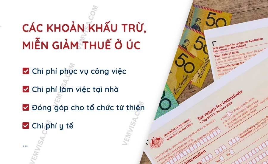 Ở Úc, bạn có thể được giảm số tiền thuế phải nộp thông qua các khoản khấu trừ hợp lệ