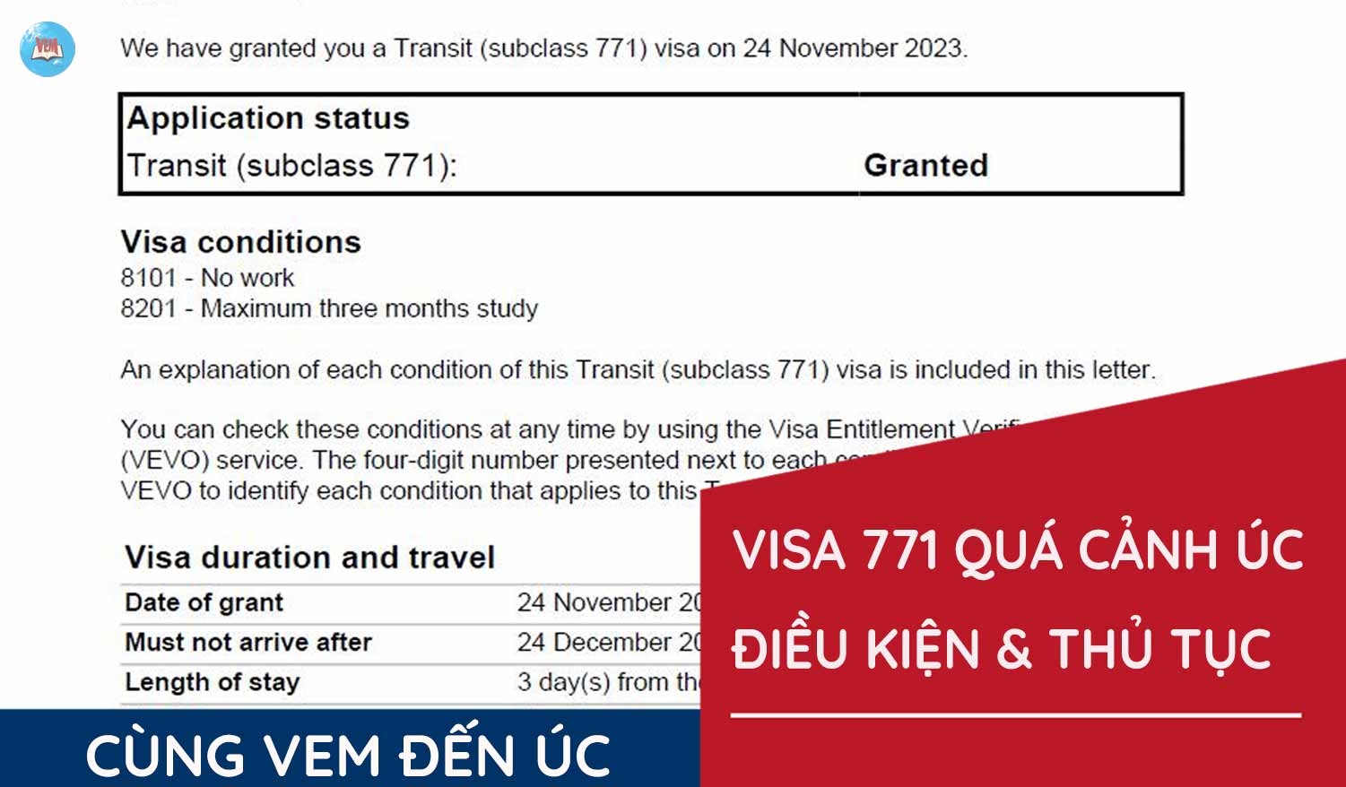 Visa 771 quá cảnh Úc: Điều kiện và thủ tục