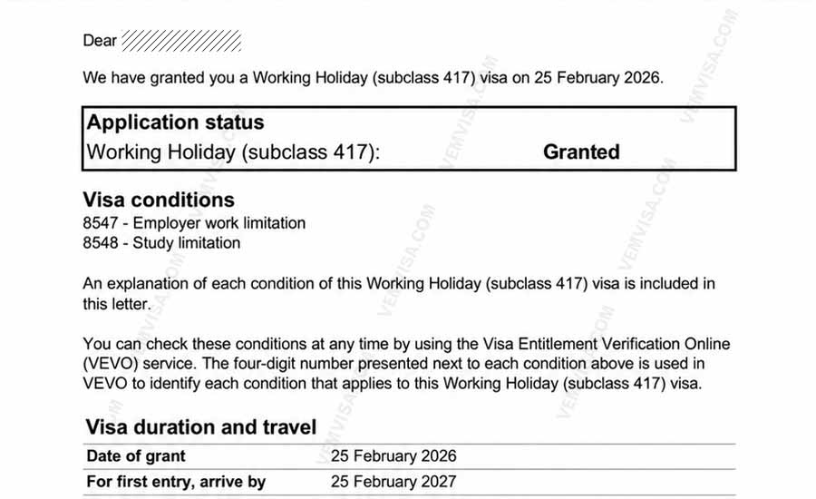 417 visa granted