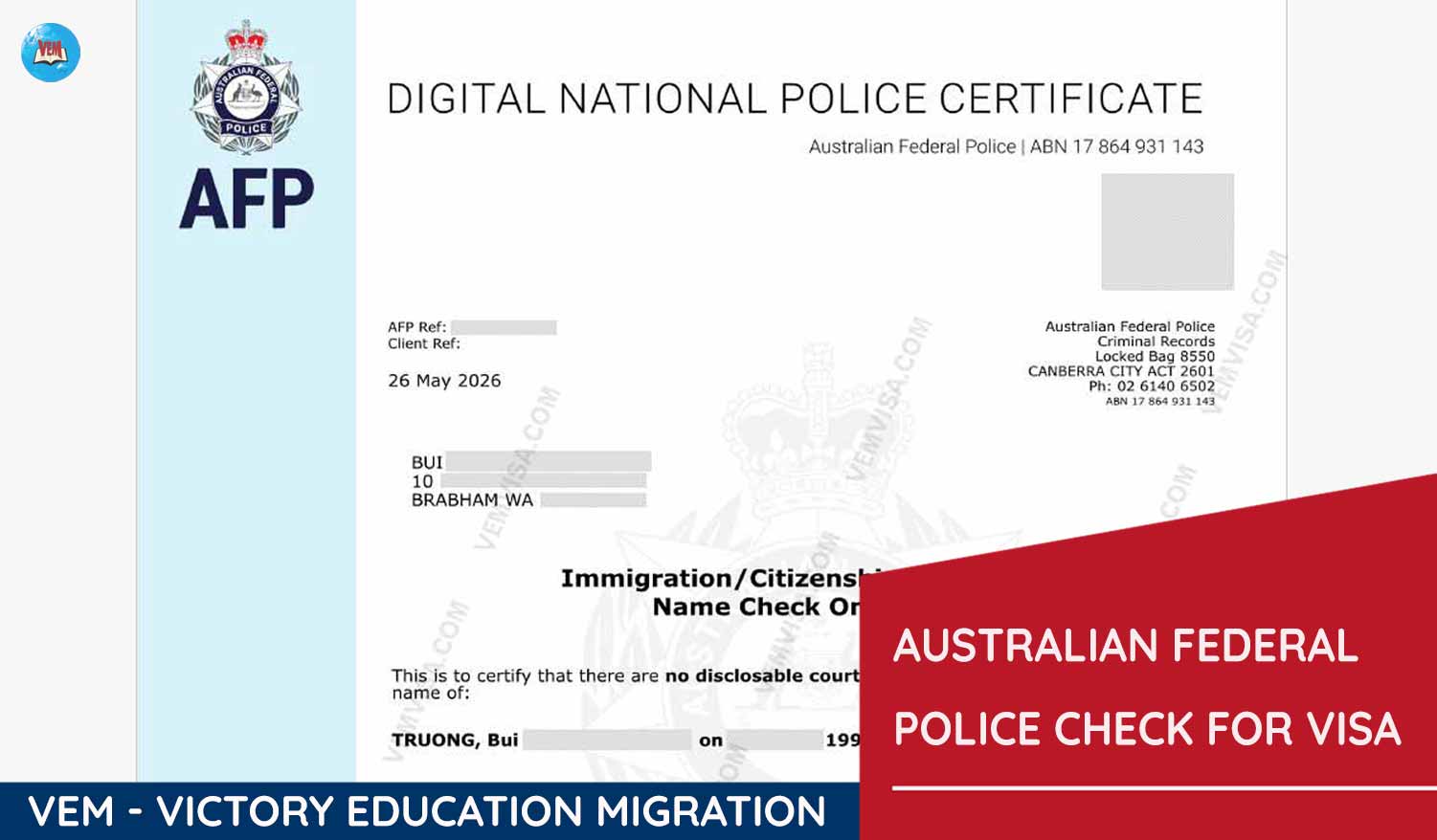 avt australian federal police check for visa