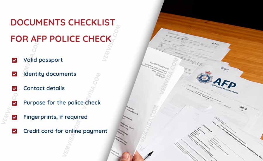 Documents checklist for AFP police check