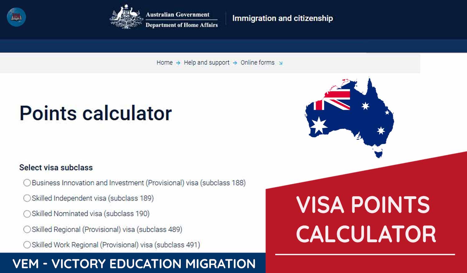 avt visa points calculator
