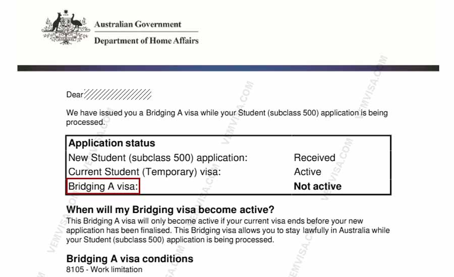 bridging visa a bridging visa a