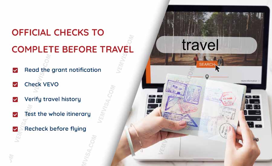 official checks to complete before travel
