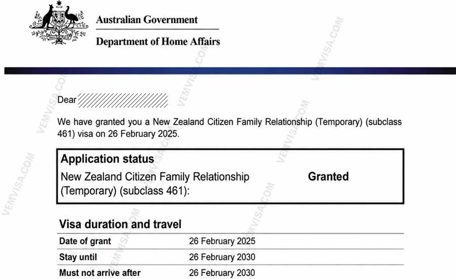 subclass 461 visa