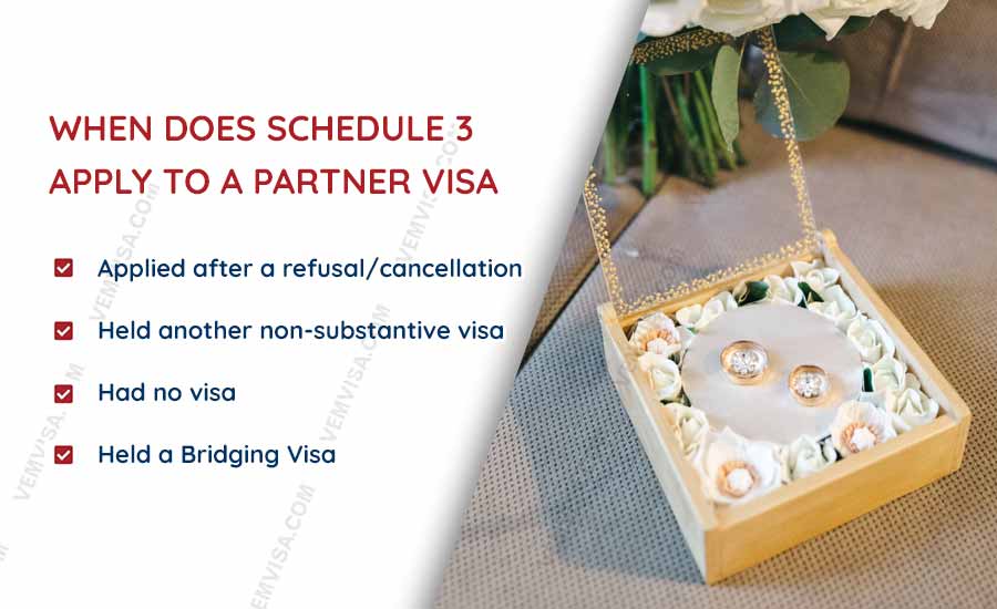 when does schedule 3 apply to a partner visa